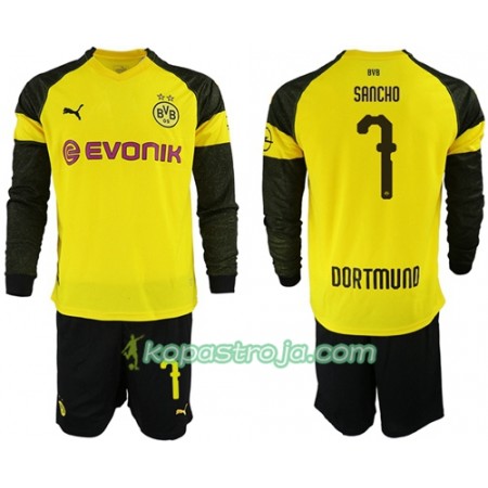 Billiga Fotbollströjor Borussia Dortmund Sancho 7 Barn Hemma tröja 2018/19 Långärmad